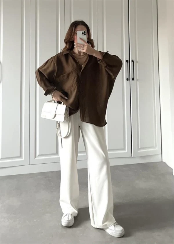 Oversize Lightweight Shirt - Brown