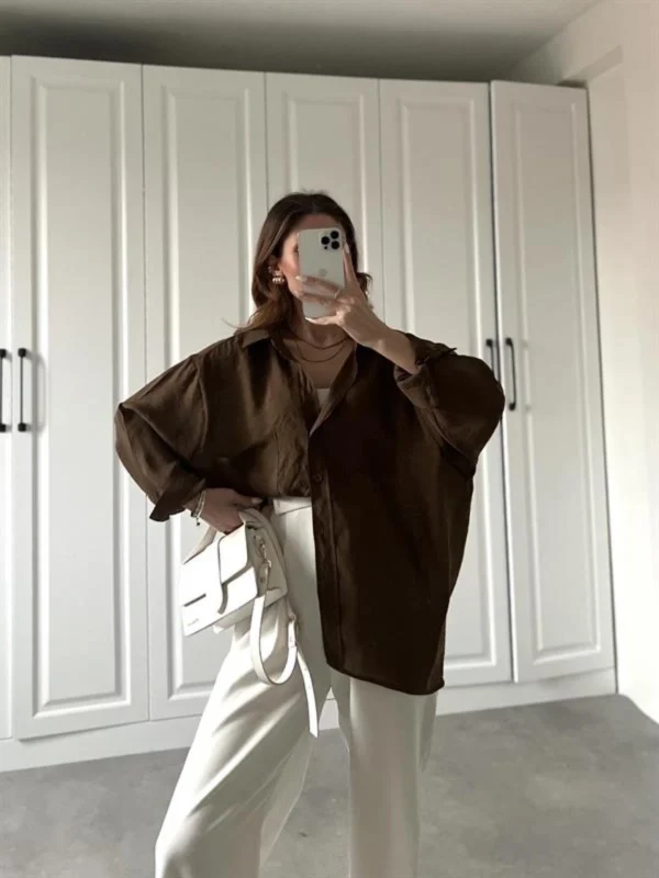 Oversize Lightweight Shirt - Brown