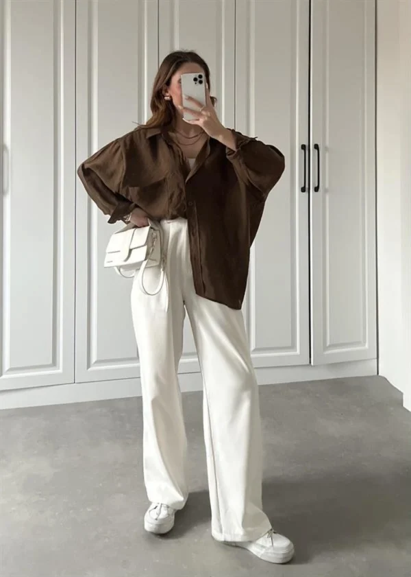 Oversize Lightweight Shirt - Brown