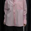 pembe-tek-cepli-oversize-gomlek--4d8b- Oversized Basic Shirt - Pink