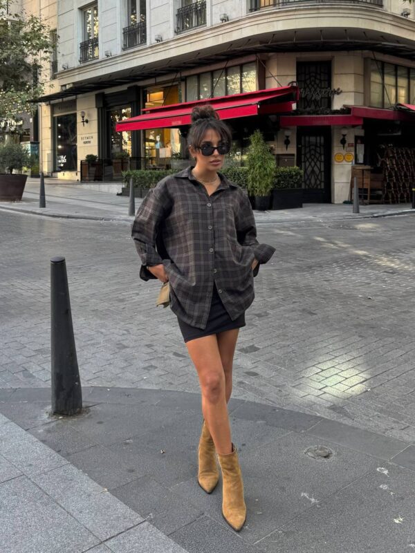 Plaid Oversized Shirt - Khaki