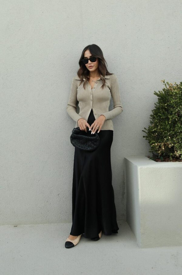 Maxi Satin Skirt - Black