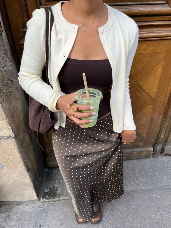 téléchargement - 2026-02-07T234723.578 Polka Dot Satin Skirt - BROWN