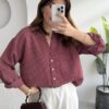 Striped Oversized Shirt - Burgundy