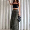 Khaki Zebra Waist Gathered Lined Chiffon Skirt