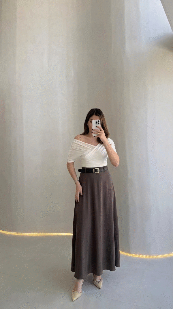 Brown Belted Maxi Skirt