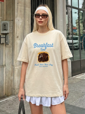 Chocolate Tost Oversized Tshirt - Beige