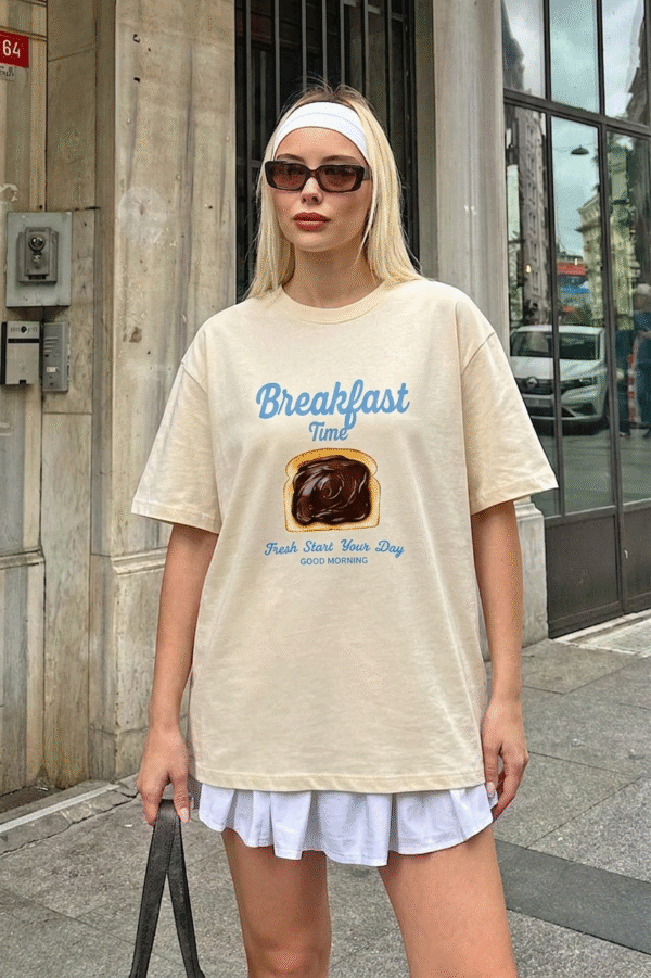 Chocolate Tost Oversized Tshirt - Beige