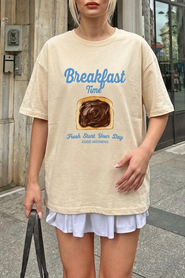 Chocolate Tost Oversized Tshirt - Beige