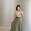 Khaki Green Belted Maxi Skirt
