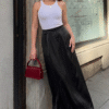 Maxi Folded Satin Skirt - Black