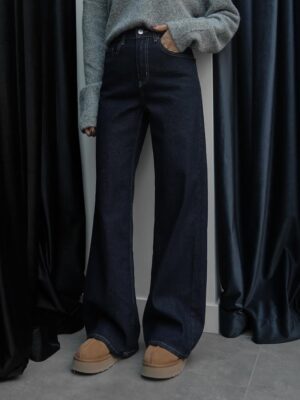 Dark Blue Wide Leg Jeans