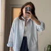Oversize Striped Shirt - Light Blue
