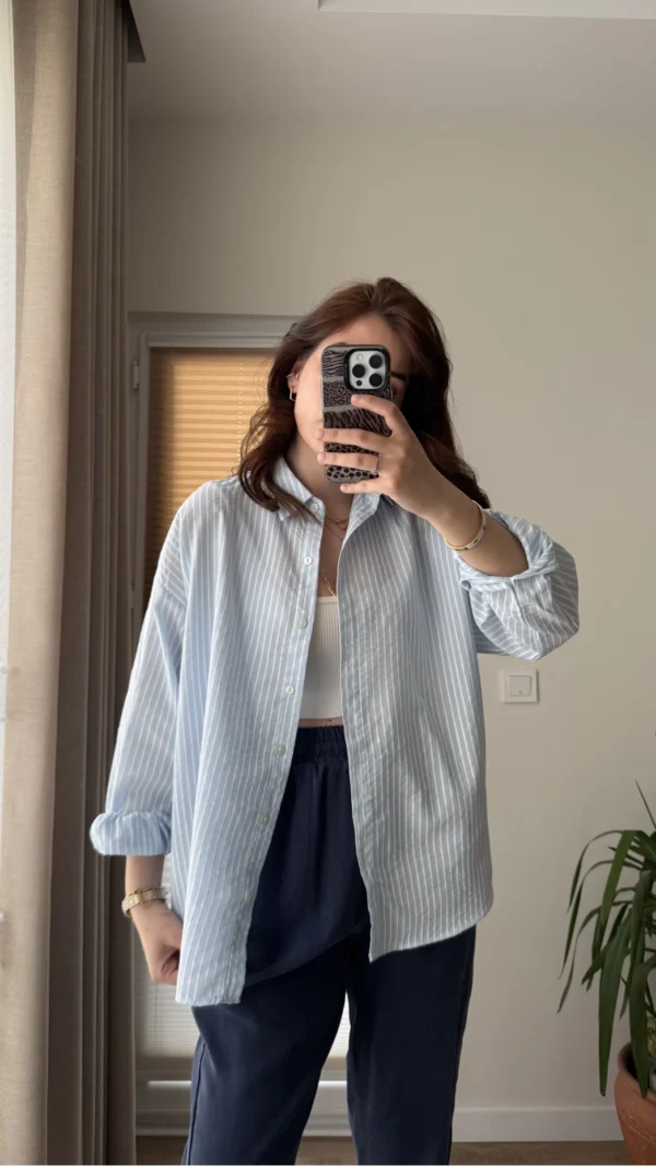 Oversize Striped Shirt - Light Blue