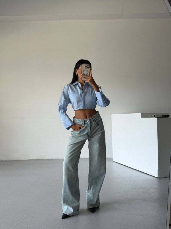 Snow Blue Wide Straight Jeans