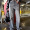 Gray Washed Wide Straight Jeans