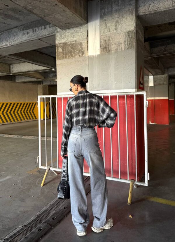 Gray Washed Wide Straight Jeans