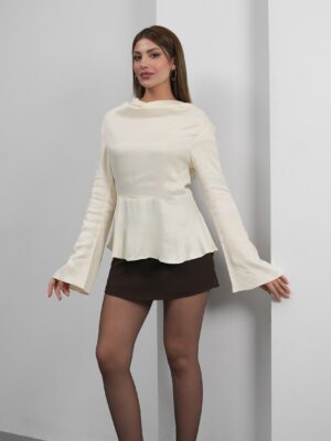 Satin Long Sleeve Blouse - Off White