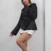 Satin Long Sleeve Blouse - Black