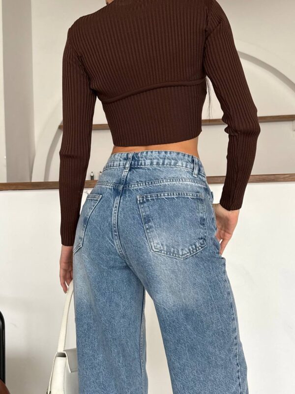 Washed Blue Wide Straight Jeans