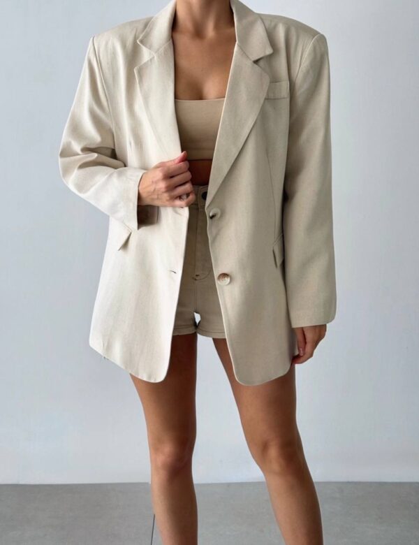 Oversized Linen Blazer - Beige