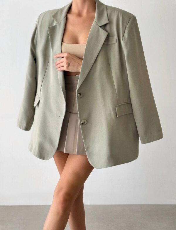 Oversized Linen Blazer - Khaki Green