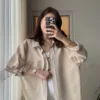 vays-tensel-gomlek-krem-43567474-sw3213sh5712 (1) Oversize Lightweight Shirt - Beige