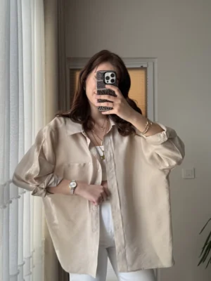 vays-tensel-gomlek-krem-43567474-sw3213sh5712 (1) Oversize Lightweight Shirt - Beige