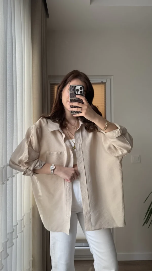 vays-tensel-gomlek-krem-43567474-sw3213sh5712 (1) Oversize Lightweight Shirt - Beige