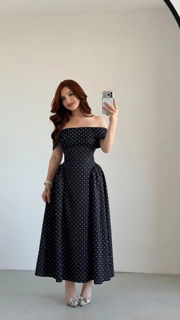 Gemini_Generated_Image_5sl2la5sl2la5sl2 Polka Dot Off Shoulder Dress - Black