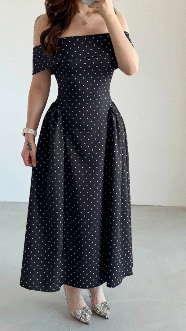 Gemini_Generated_Image_ozau3gozau3gozau Polka Dot Off Shoulder Dress - Black