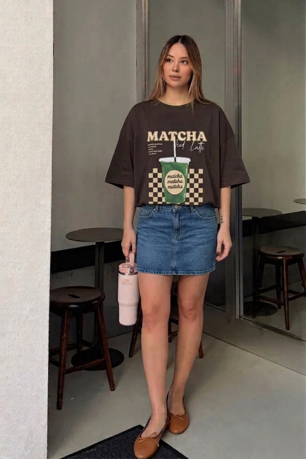 Matcha Oversized Tshirt - Brown