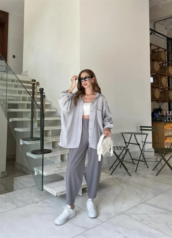 Oversize Lightweight Shirt - Gray
