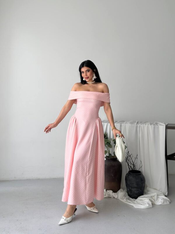 photo_6025972831964826665_y Polka Dot Off Shoulder Dress - Pink