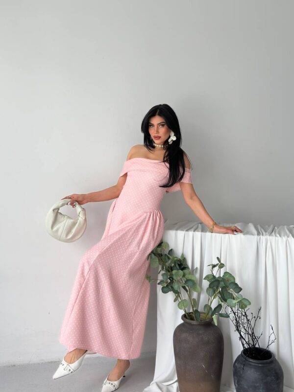 photo_6025972831964826667_y Polka Dot Off Shoulder Dress - Pink