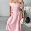 photo_6025972831964826668_y Polka Dot Off Shoulder Dress - Pink