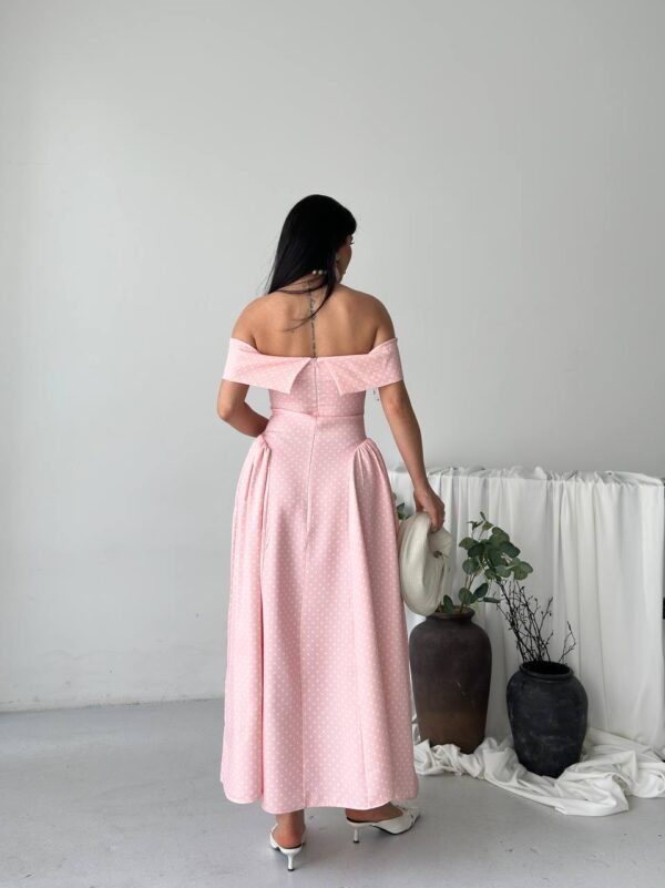 photo_6025972831964826672_y Polka Dot Off Shoulder Dress - Pink