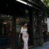 1_org_zoom (4) Flower Patterned Maxi Satin Skirt - Pink