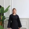 5960976636607926364 Asymmetric Tieable Blouse - Black