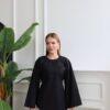 5960976636607926365 Asymmetric Tieable Blouse - Black