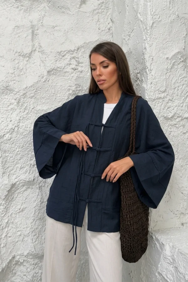 Lacivert-1_9f982f31-00f5-4a77-a102-bc2b0ed952f7 Chinese Style Kimono - Navy Blue