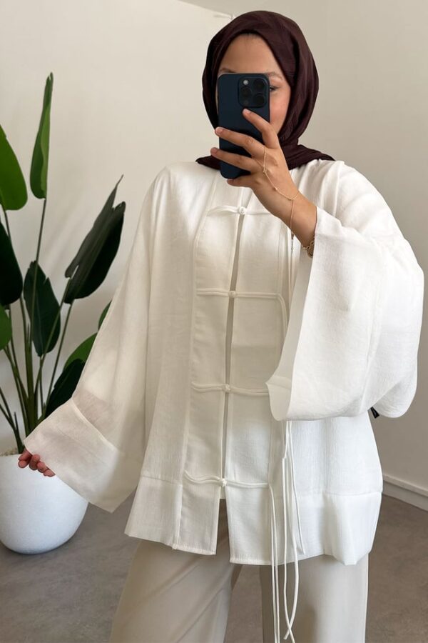 kimono-ceket-beyaz--93-7b7 Chinese Style Kimono - White