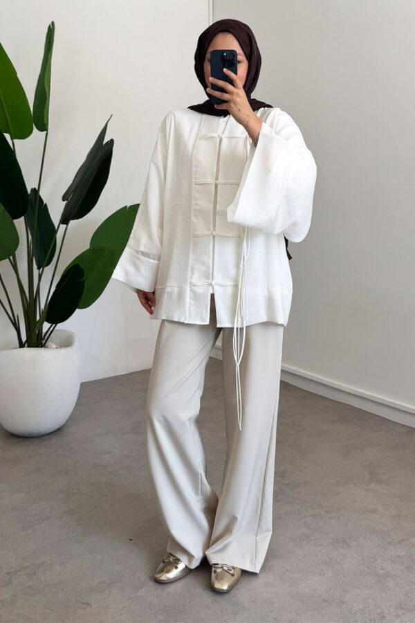 kimono-ceket-beyaz--efe-52 Chinese Style Kimono - White