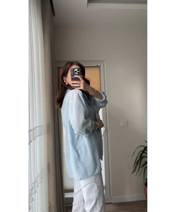 vays-tensel-gomlek-bebe-mavisi-13676654-sw3082sh5479 Oversize Lightweight Shirt - Light Blue
