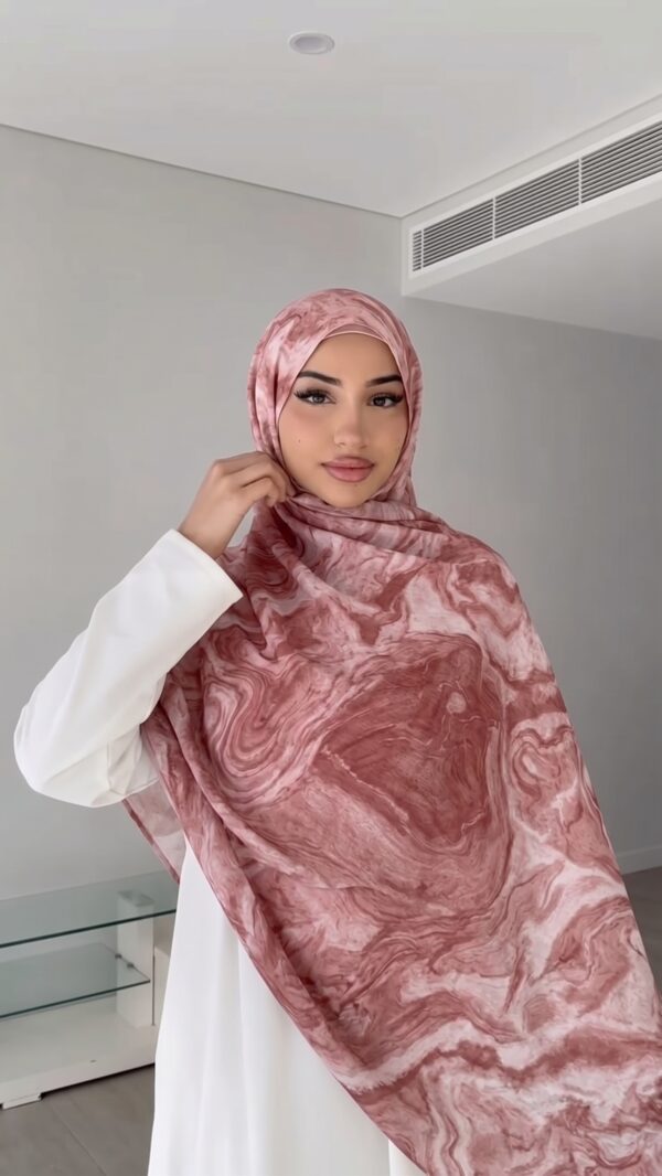 Printed Hijab - Marble Pink