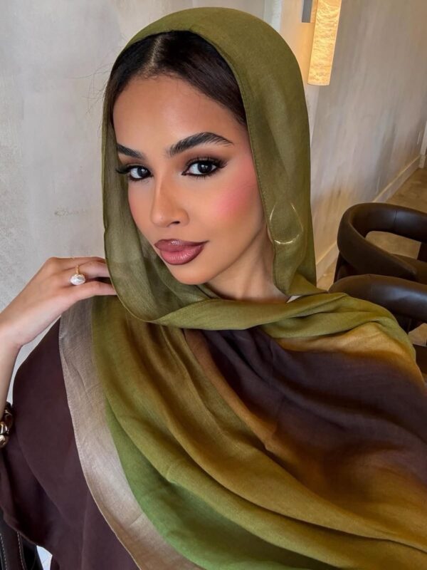 Printed Hijab - Layered Brown Green