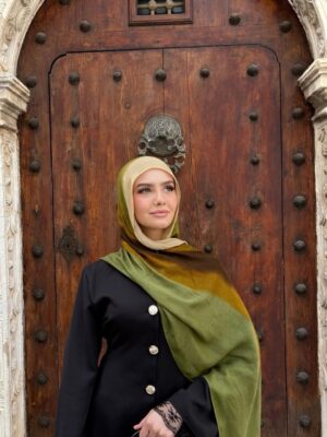 img_2110 Printed Hijab - Layered Brown Green
