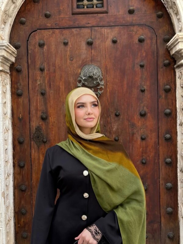 Printed Hijab - Layered Brown Green
